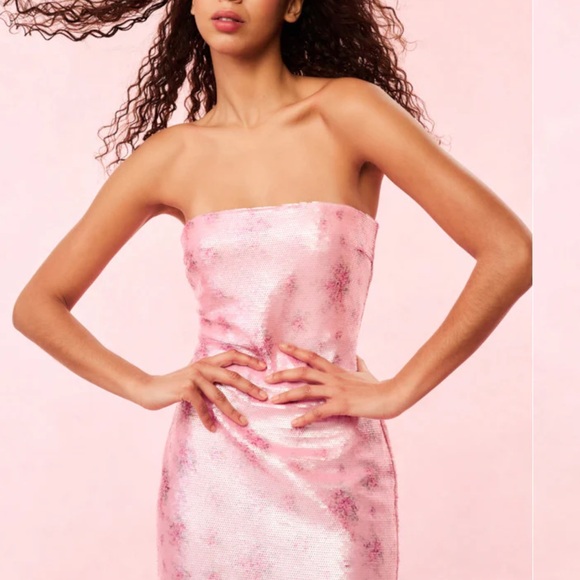 LoveShackFancy Strapless Pink Floral Dress - Picture 3 of 11